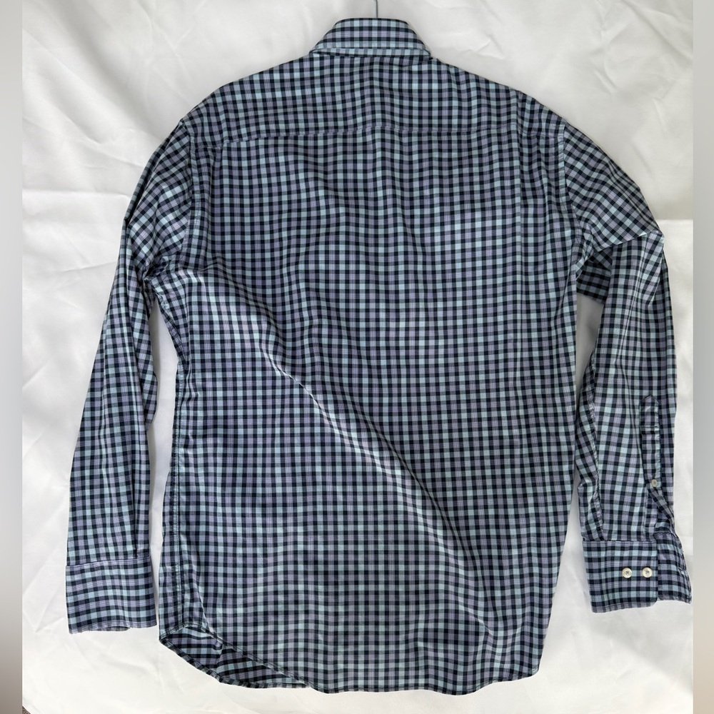 Peter Millar Button Down Medium Navy Green Check … - image 3